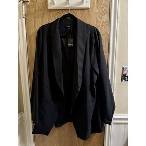 NEW Torrid Black Longline Crepe Tapered Long Sleeve Blazer Size 3XL Open NWT